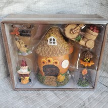 Fall Fairy Garden Set, Sunflower Fairy House, Tiny Gnome Hut, Autumn Fairy Decor image 4