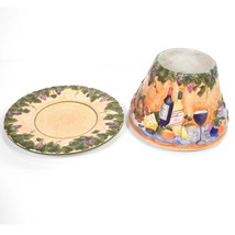 Yankee Candle Large Jar Shade Topper & Plate Wine Bread Cheese Grapevine Grapes - $39.59