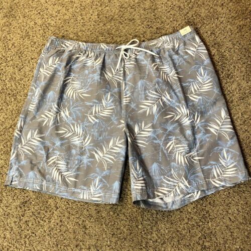 Mens Swimsuit Hawaiian 2XB Roundtree Yorke NWT Floral Gray Pockets