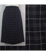 Navy Blue Plaid Pencil Straight Career Skirt Kick Pleat JH Collectibles ... - $21.76