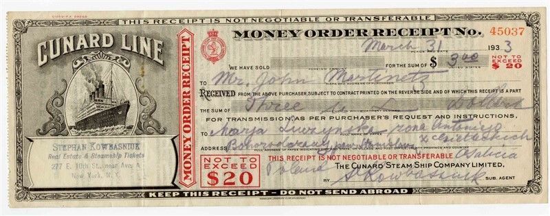 Cunard Line Money Order Receipt 1933 Galicia And 50 Similar Items - cunard line money order receipt 1933 galicia and 50 similar items s l1600