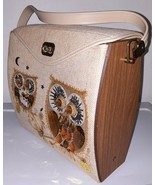Vtg Jeweled Owl Wood Purse Handbag - $74.20