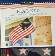 American USA Flag Kits 30”X16” on 30” Poles w Wall Brackets  1/Pk - $3.95
