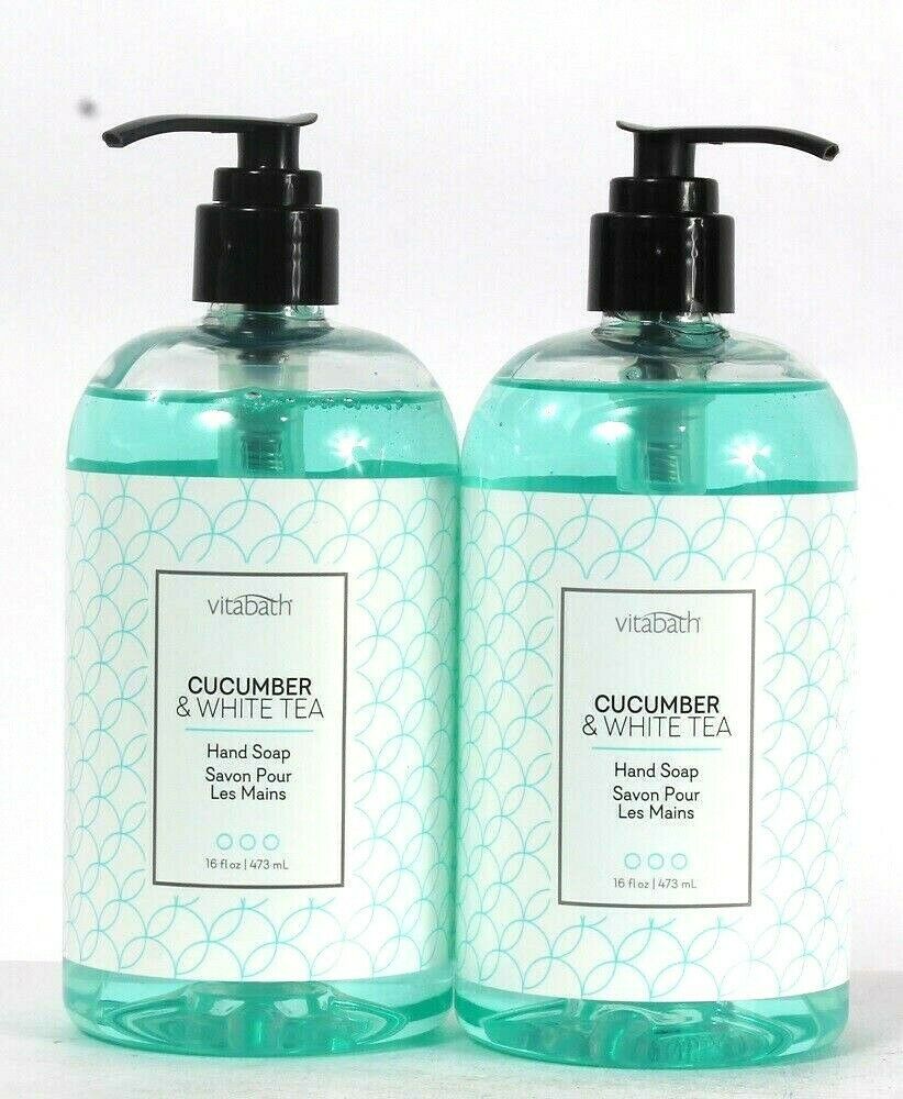 2 Ct Vitabath 16 Oz Cucumber & White Tea Hand Soap Leaves Hands Feeling Soft  - $23.99