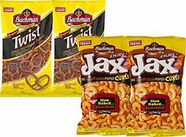 Bachman Jax Cheddar Cheese Curls And Bachman Twist Pretzels Variety 4-Pack - $31.67