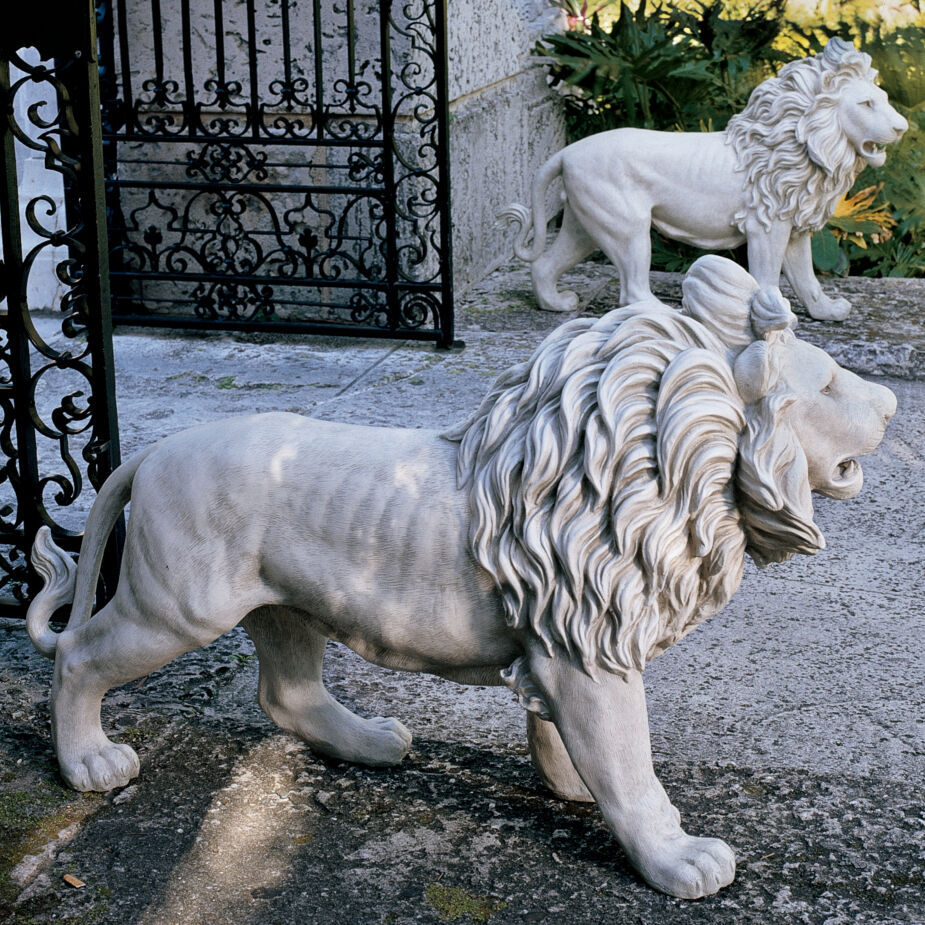 Regal Lions Estate Gate Sculptures Statues (set of 2) for Home or