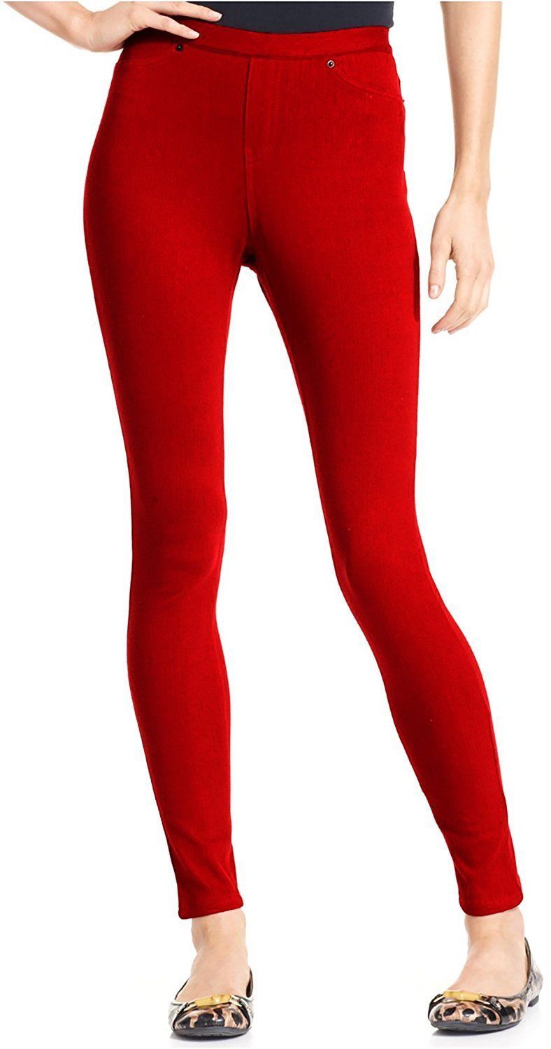 Image of Hue Women's Jester Red Skinny Stretch Cotton Original Denim Leggings, X-Small