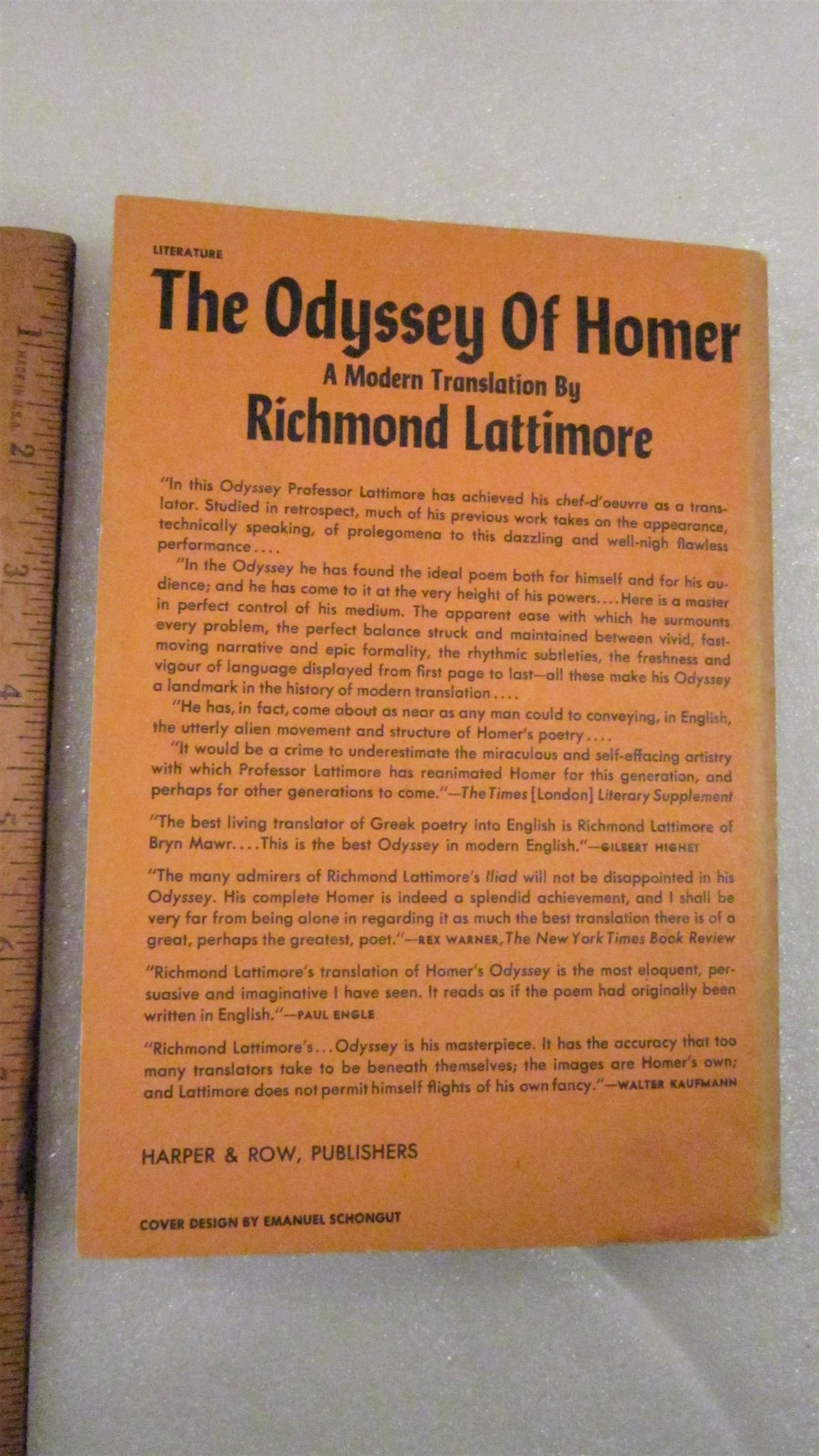 The Odyssey of Homer 1967 Modern Translation by Richmond Lattimore