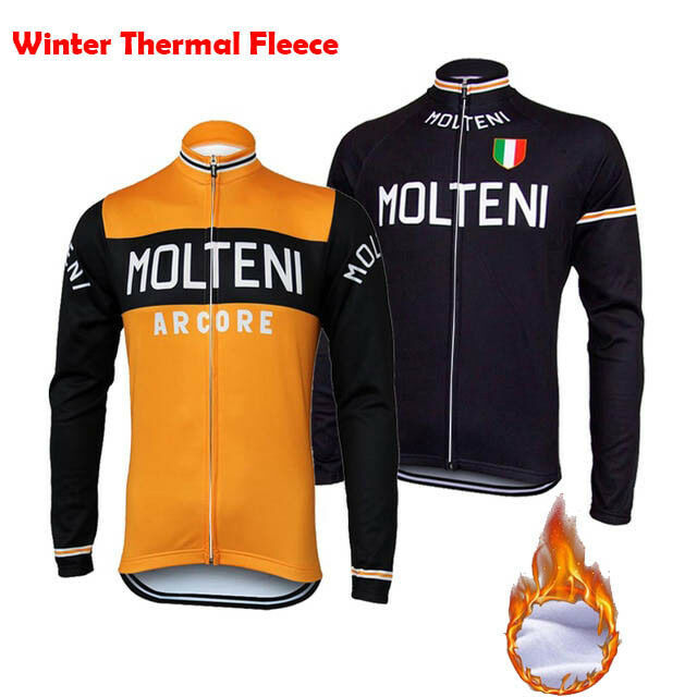 MOLTENI Long Sleeve Cycling Jersey Winter Fleece Retro Road Pro MTB Bike - Tops, T-Shirts & Jerseys