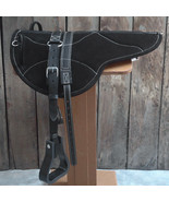 Hilason Natural Horsemanship Leather Bareback Treeless Saddle Pad Black U-P204 - $118.75