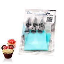 6pcs Stainless steel Silicone Icing piping cream pastry nozzle set cake ... - $14.89