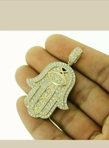 2.00 Ct Round Simulated Diamond 14K Yellow Gold Plated Men's Hamsa Hand  Charm - $110.84