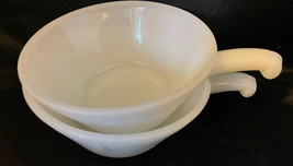 Fire King Anchor Hocking 2 Handled Soup Bowls White Milk Glass 5” x 2-1/2”. - $28.00