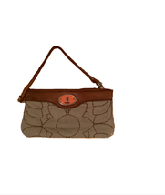 Fossil Key Per Wristlet Gray Quilted Textile w/Brown Pebbled Leather Trim  - $10.00