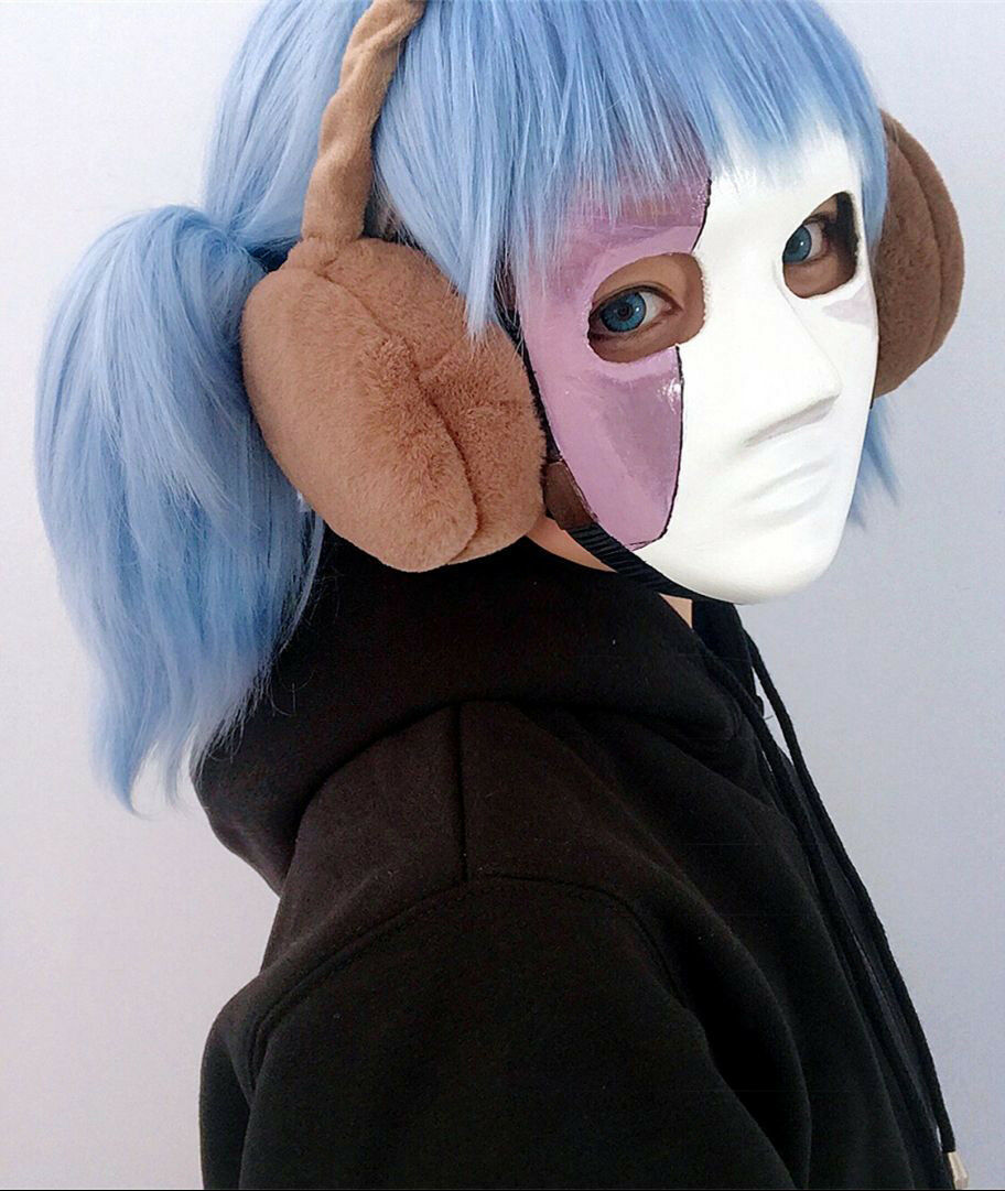 Sallyface Sally Face Sally Sal Cosplay Wig Blue Short Clip-on Ponytails