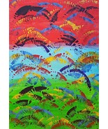 chaos surreal abstract original art painting acrylics canvas colorful 10... - $39.99