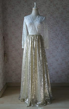 Gold Sequin Maxi Skirt Women Plus Size Sequin Maxi Skirt Holiday Sparkly Skirts image 7