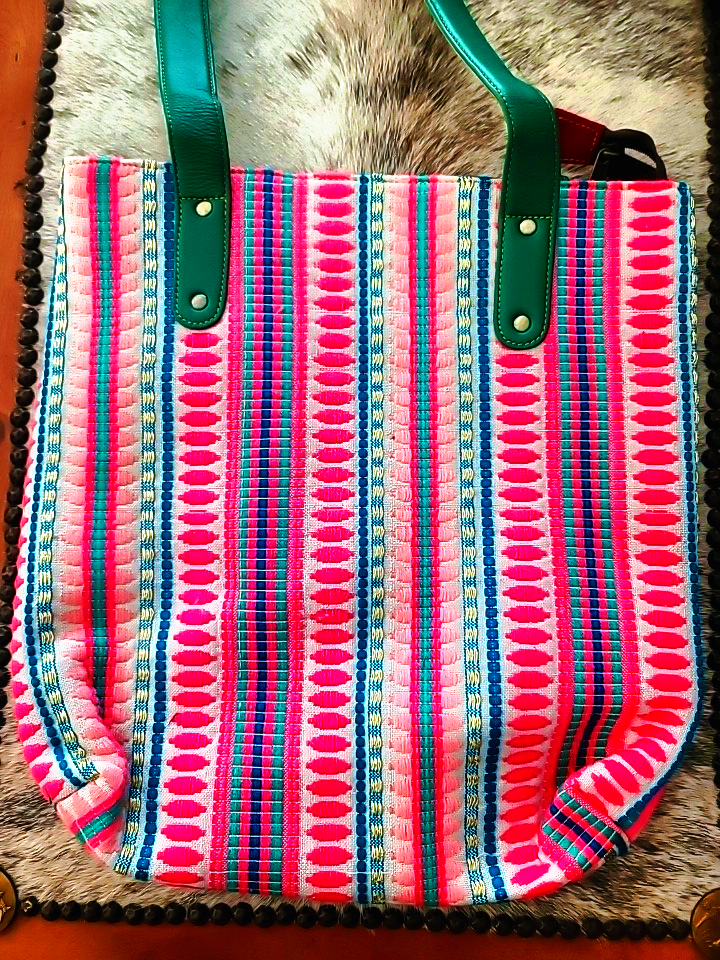 Colorful tapestry tote bag