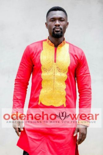 Odeneho Wear Men  Polished Cotton Outfit/Gold Embroidery.African Clothing. - $128.70 - $153.45