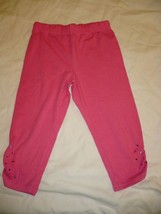 365 Kids Girls Solid Cinch Capri Pants W Rhinestones Size 4 Pink  New - $11.87