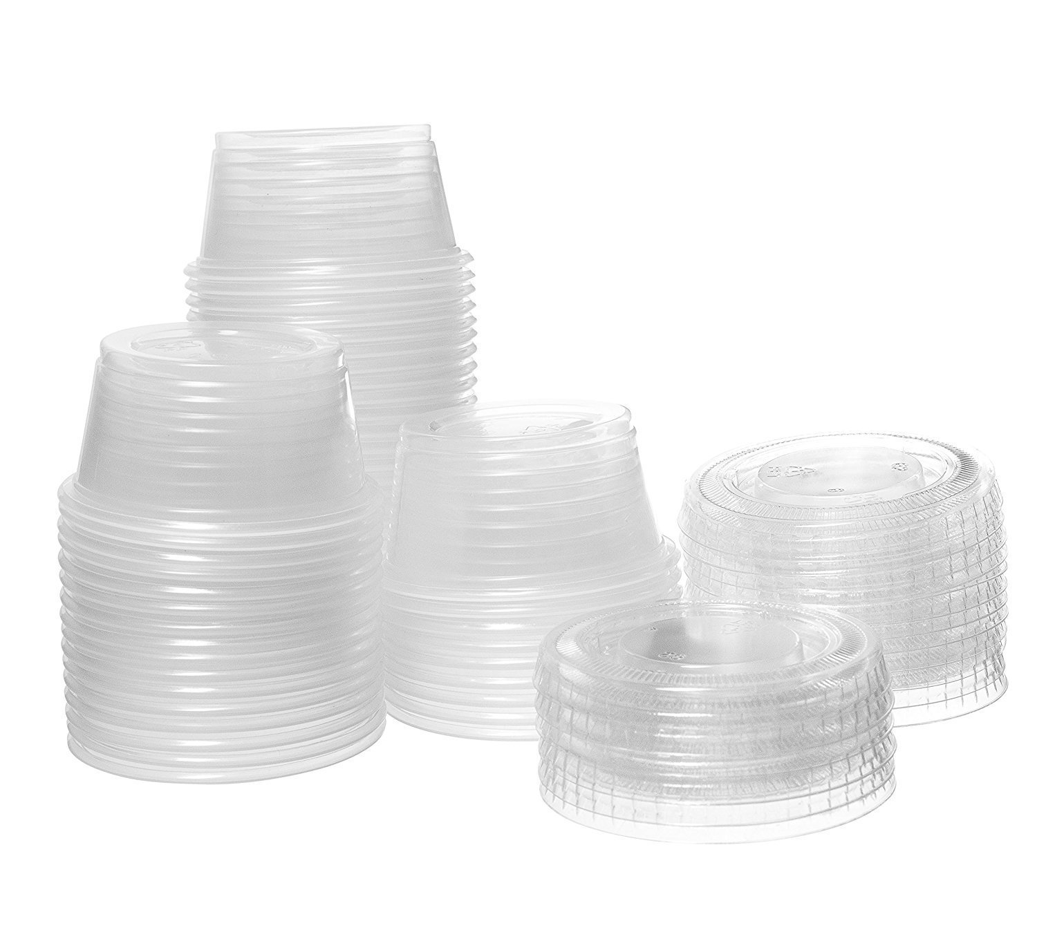 DisposeDirect 2oz. Disposable Clear Plastic Portion Cups with Lids 50