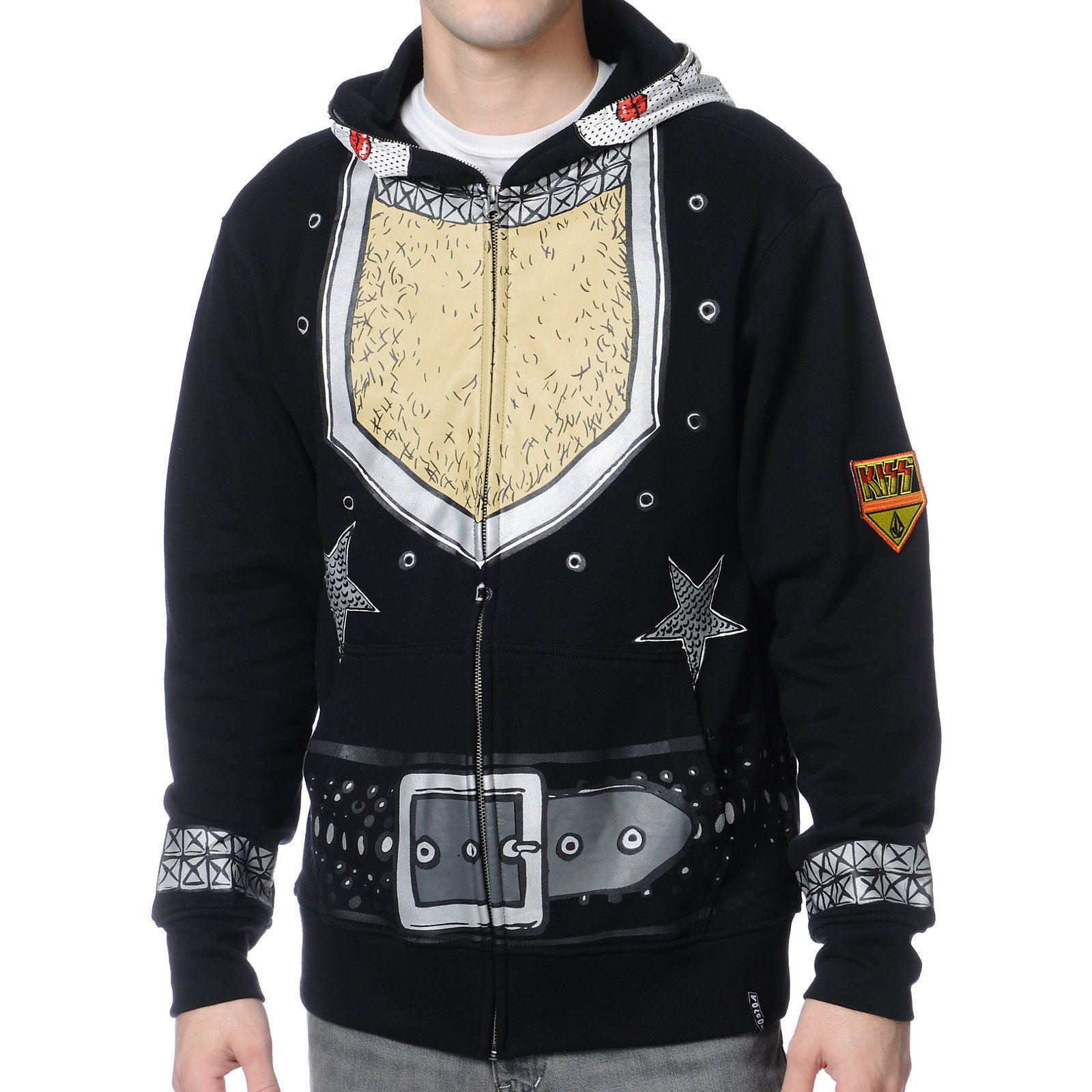 Volcom Kiss Full Face Black Full Zip Hooded Sweat Jacket Hoodie Mens NWT