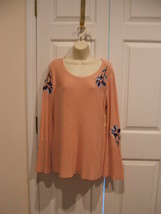 NWT $ 44  Womens ST. JOHNS BAY TUNIC Top PEACHY PINK  BELL SLEEVE Size L... - $27.71