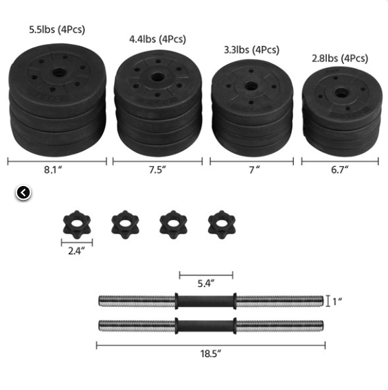 Adjustable Dumbbells ( 2x Dumbell Set w/dumbbell plates) 66 Pounds