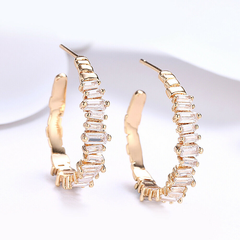 Round Gold Plated Crystal Hoop Earrings Made with SWAROVSKI® Crystal ...