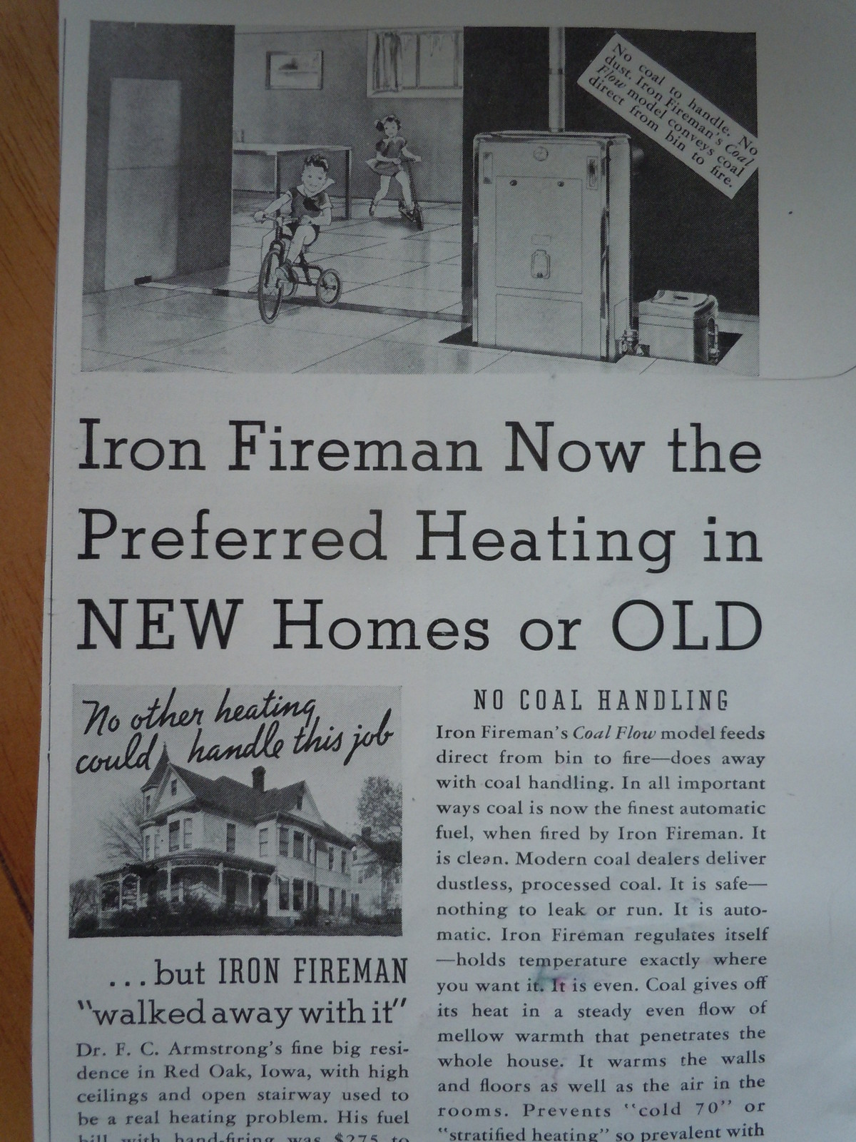 Vintage Iron Fireman Heating Print Magazine Advertisements 1937 193039
