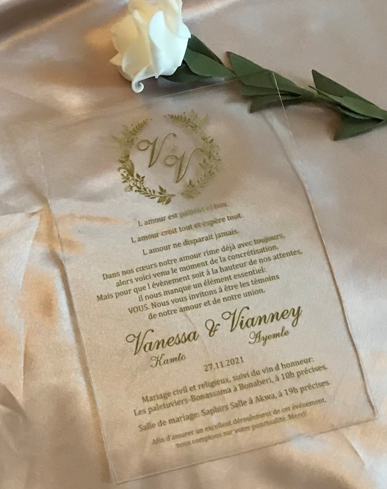 Gold Ink Acrylic Wedding Invitation,Custom 10pcs Acrylic Invites,Pocket envelope