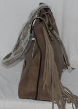 Simply Noelle Brand HB210 Taupe Color Womens Fringed Toggle Loop Closure Purse image 2
