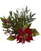Nearly Natural 4951 Poinsettia Candelabrum, Green MSRP $116 - $46.54