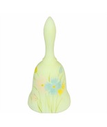 Fenton art glass figurine bell custard vaseline floral signed flower ste... - $34.65