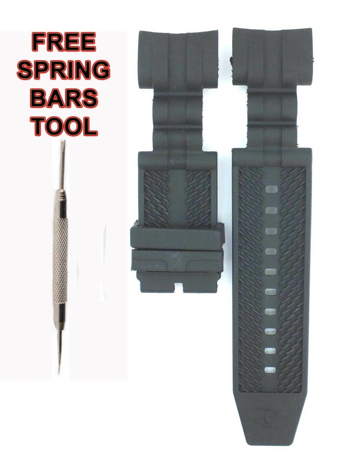 Compatible Invicta Zeus Bolt 19485 26mm Black Rubber Watch Strap INV107