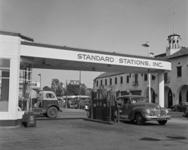 Cars fill up with gasoline at Standard Oil station Tracy California Photo Print - $8.81+