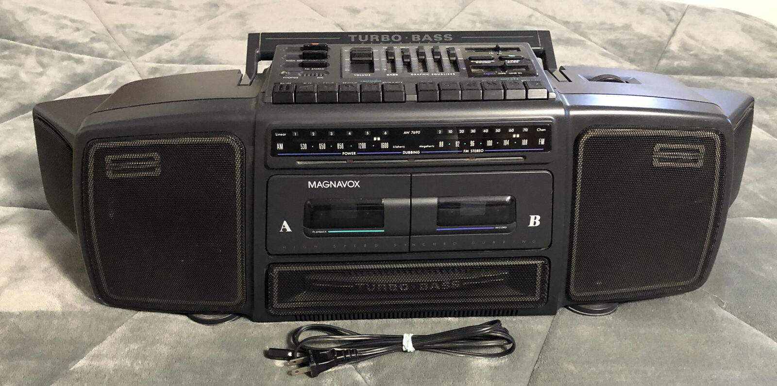 Magnavox AW7690/17 Surround Equalizer Turbo Bass Dual Cassette Boombox ...