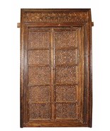 Mogul Interior Rustic Antique Wood Doors India Earthy Brown Hand Carved ... - £2,561.64 GBP