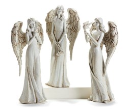 Angel Figurine with Wings 14" High Bird Flowers Praying Memorial Choice of 3 - $56.99