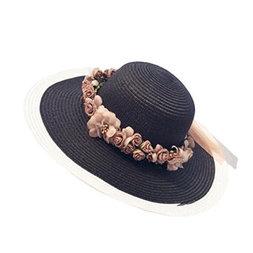 George Jimmy Beach Outdoor Flower Sunscreen Hat Fashion Women Straw Sunhat-A6
