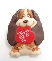 1986 Hallmark Cards Be Mine Puppy Hound Dog Red Heart Brooch Pin Valenti... - $7.80