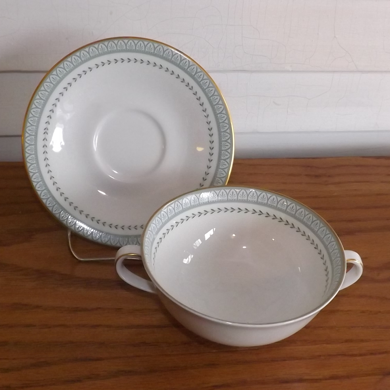 Royal Doulton Berkshire Footed Cream Soup Bowl and Saucer Vintage Fine