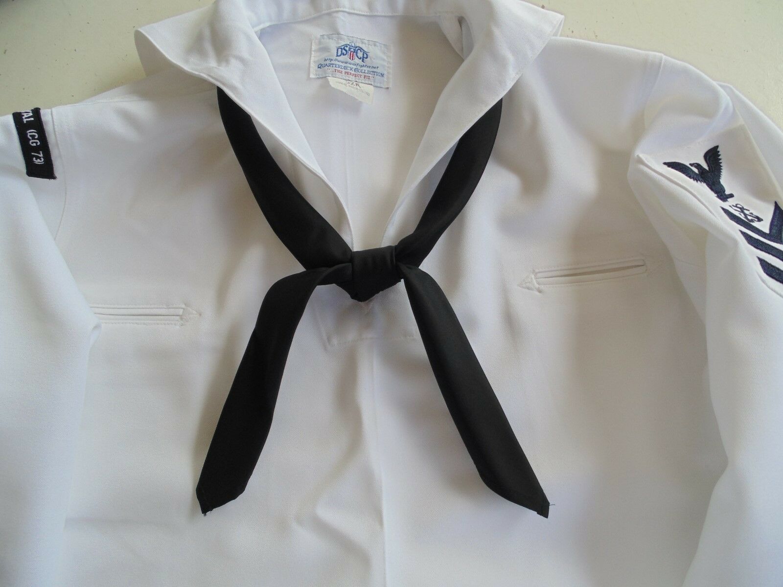 USN US NAVY ENLISTED & PETTY OFFICERS DRESS WHITES NECKERCHIEF ROLLED