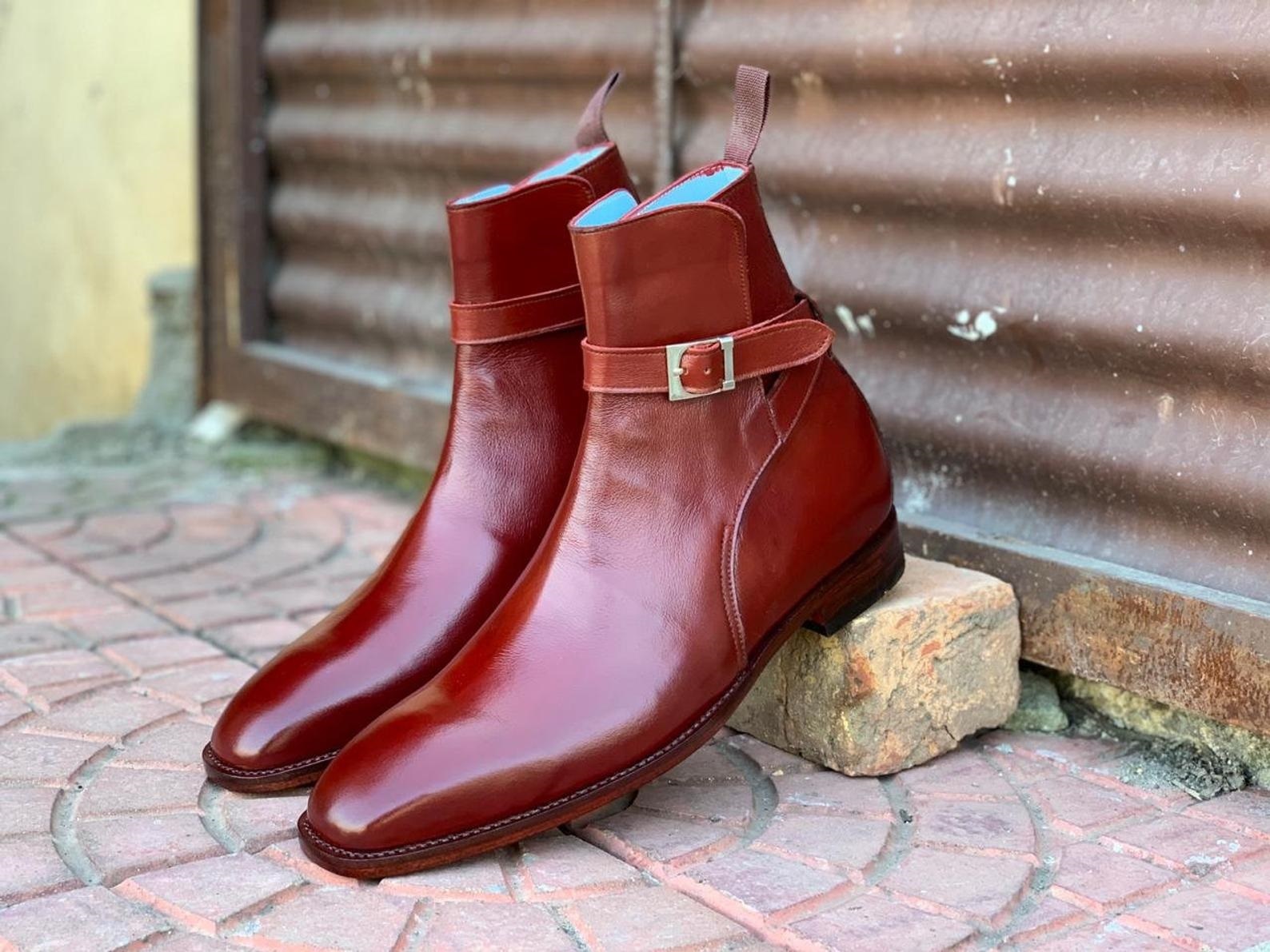 Men Handmade Brown Jodhpur Boots, Men Brown Ankle Boots, Boots for Men