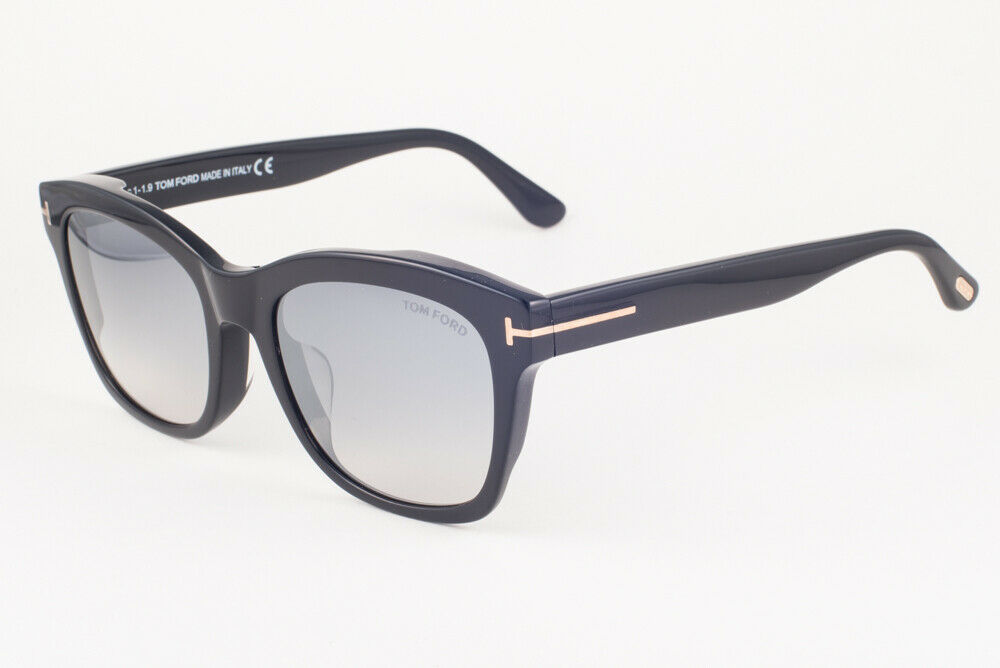 Tom Ford LAUREN 614 01C Black / Gray Mirror Sunglasses TF614-01C 52mm
