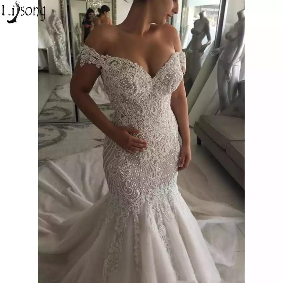 2019 Luxurious Sexy Mermaid Wedding Dresses Off Shoulder Wedding Dresses 3264