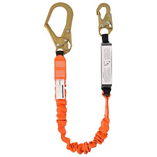 Single Leg 6-Foot Fall Protection Shock Absorber Stretch Safety Lanyard ...