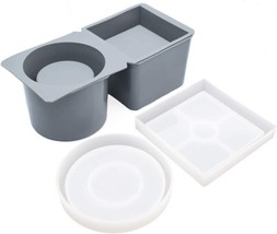 Silicone Planter Molds For Concrete Succulent Pot And Tray Diy, Square A... - $38.94