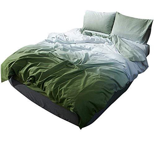 Gradient Green Cotton Duvet Cover Set Queen Hotel Quality Luxury