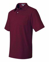 NWOT JERZEES Men&#39;s Short Sleeve Polo SpotShield 50/50 Sport Shirt Burgandy - $12.86
